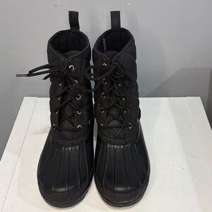 Sperry Black Quilted Lace-Up Winter Boots